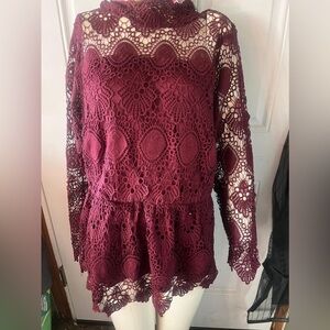 Lane Bryant Burgundy Lace Blouse